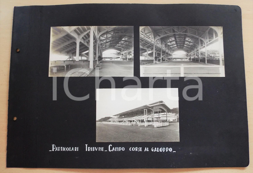 Fotografia d epoca originale 1920 ca BANGKOK Ippodromo  Campo corse galoppo  Tribune Lotto 3 foto RARE 1