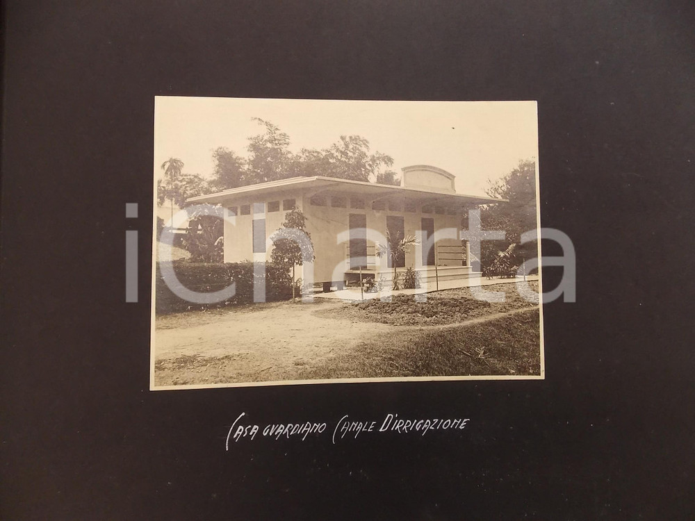 Fotografia d epoca originale 1920 ca BANGKOK Canale d irrigazione  Casa del guardiano Foto ARCHITETTURA 1