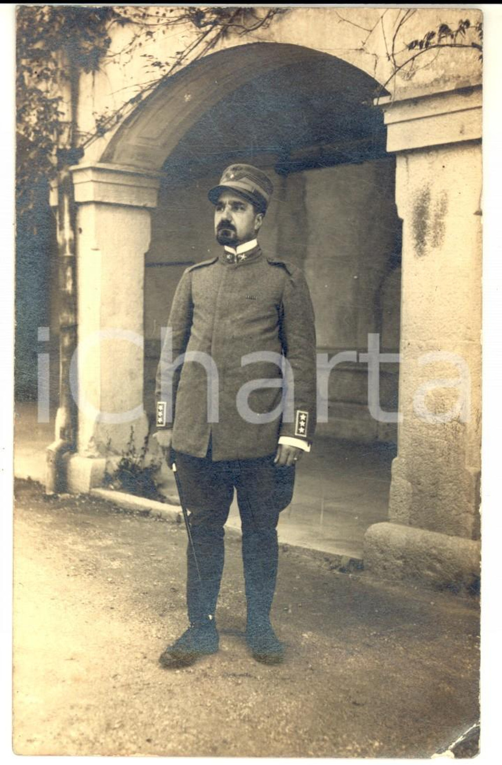 Fotografia d epoca originale 1916 WW1 ZONA DI GUERRA Ritratto dell ufficiale Paolo CORNARO Foto cartolina 1