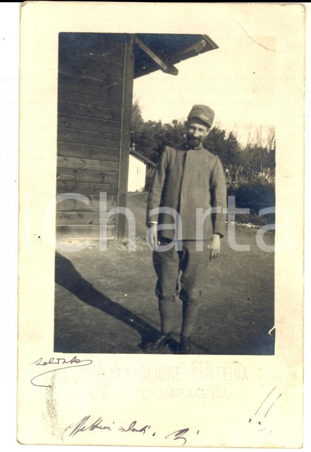 Fotografia d epoca originale 1917 WW1 NETTUNO RM Ritratto di un ufficiale di fanteria Foto cartolina 1