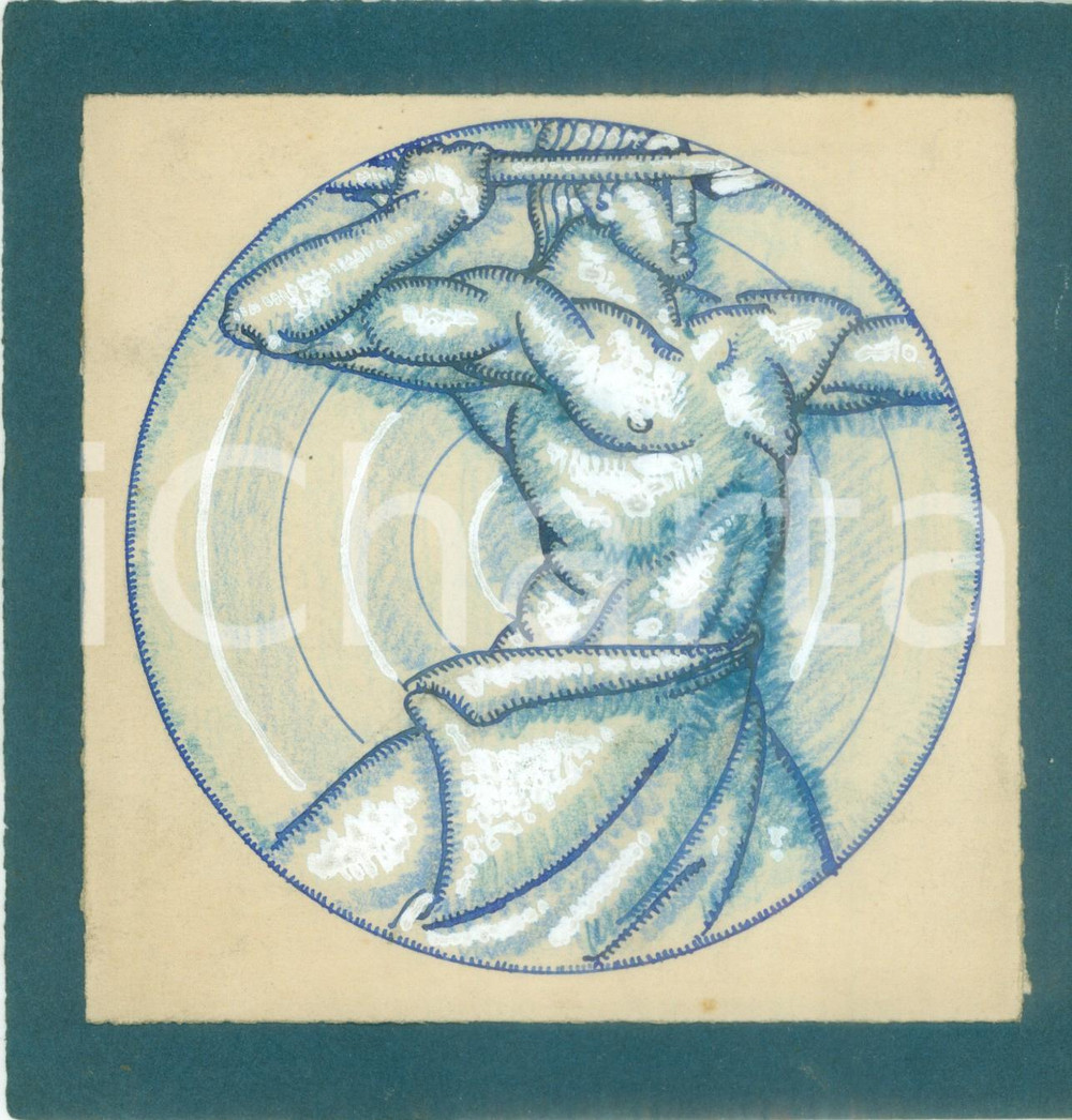 Stampa, bozzetto originale 1935 ca MILANO ? Littoriali dello sport Bozzetto DISEGNATO A MANO per medaglia 1