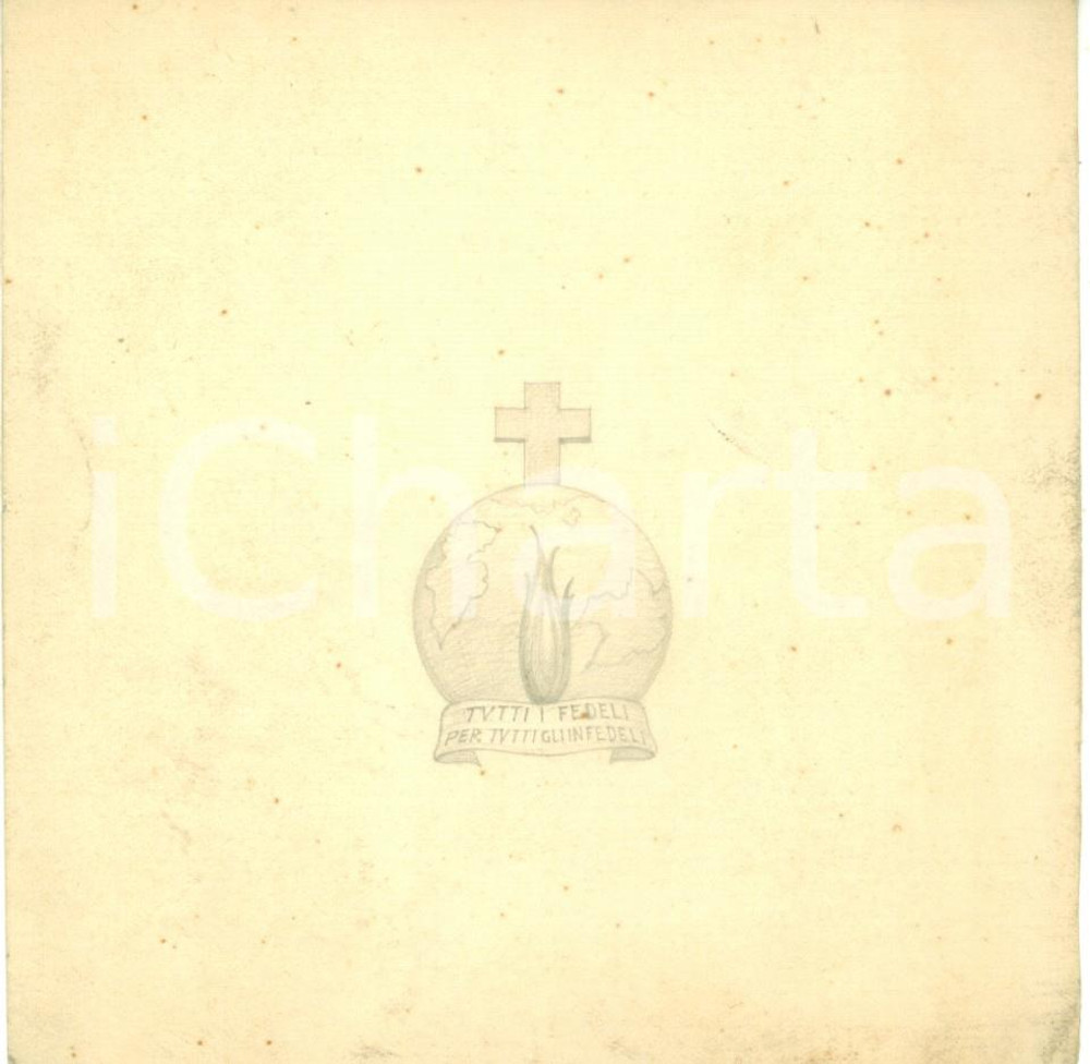 Stampa, bozzetto originale 1935 ca ROMA PIME Tutti fedeli per infedeli Bozzetto DISEGNATO A MANO medaglia 1