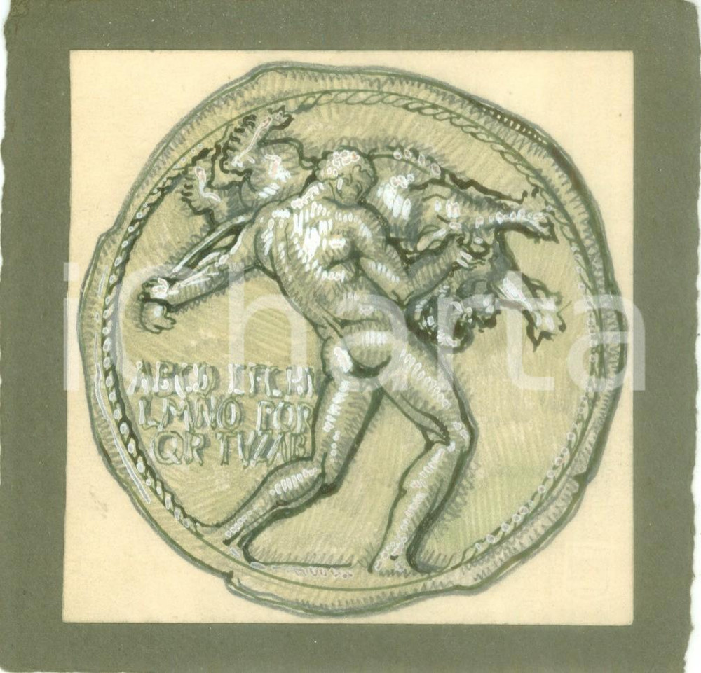 Stampa, bozzetto originale 1935 ca MILANO Littoriali dello Sport Bozzetto DISEGNATO A MANO su cartoncino 1