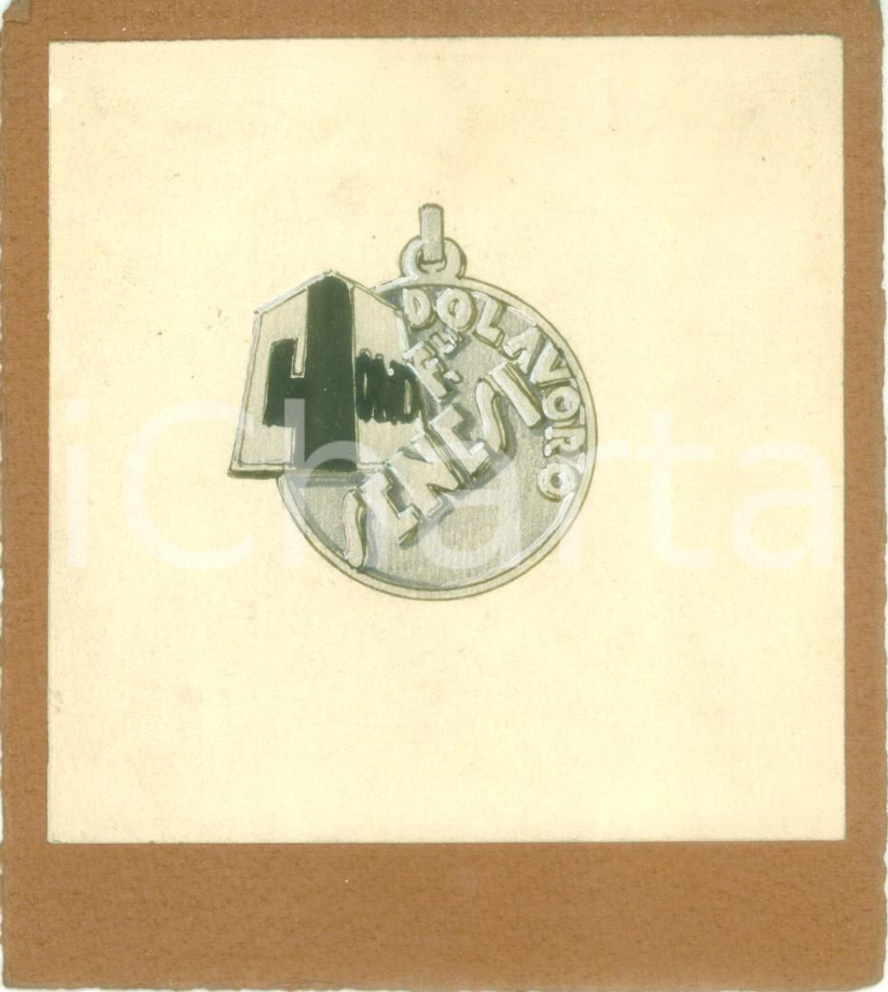 Stampa, bozzetto originale 1935 MILANO Dopolavoro fabbrica SENESI Bozzetto DISEGNATO A MANO per medaglia 1