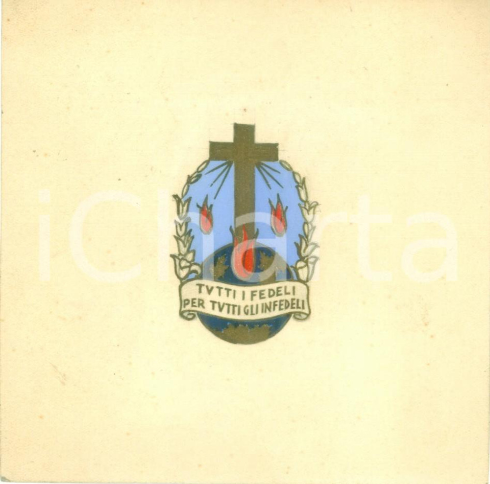 Stampa, bozzetto originale 1935 ca ROMA PIME Tutti fedeli per infedeli Bozzetto DISEGNATO A MANO medaglia 1