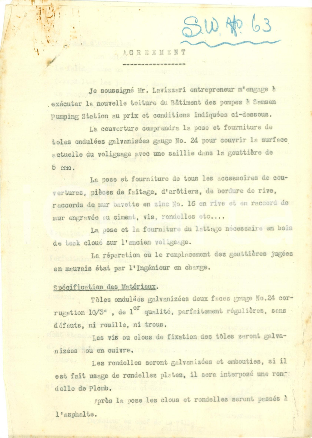 Documento originale, autentico 1927 BANGKOK THAILAND Lavori alla stazione energetica SAMSEN Impresa LAVIZZARI 1