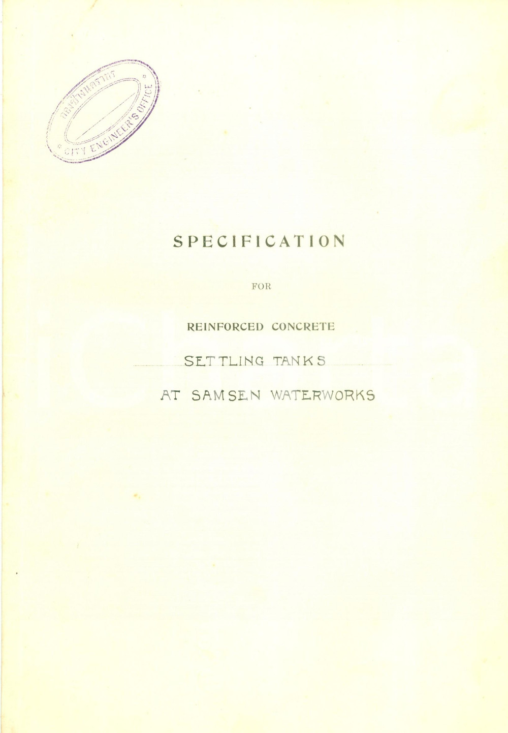 Documento originale, autentico 1926 BANGKOK THAILAND Costruzione rinforzi acquedotto SAMSEN Specifiche 1