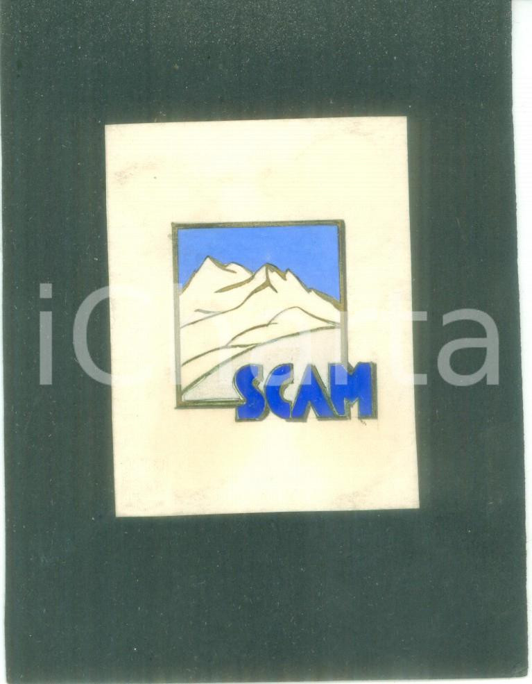 Stampa, bozzetto originale 1935 ca MELZO Società Alpinistica SCAM Bozzetto DISEGNATO A MANO per medaglia 1