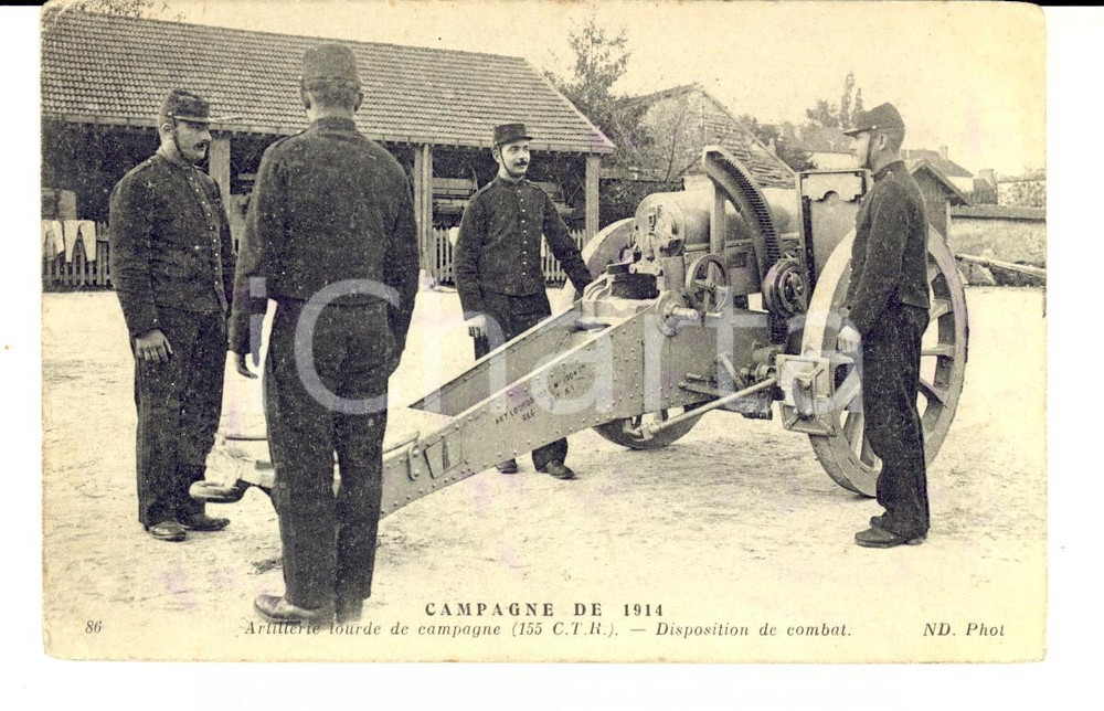 Cartolina originale da collezione 1914 WW1 ARMEE DE TERRE Artillerie lourde de campagne 155 CTR Carte postale 1