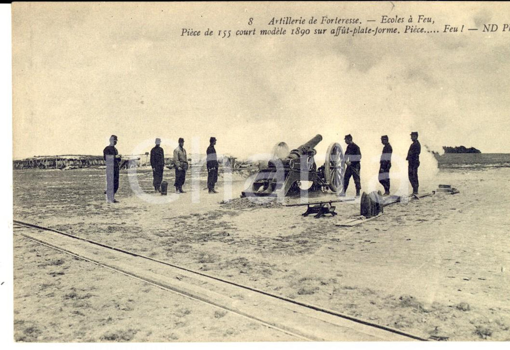 Cartolina originale da collezione 1910 ARMEE DE TERRE Artillerie de forteresse  PiÃ¨ce 155 court modÃ¨le 1890 1