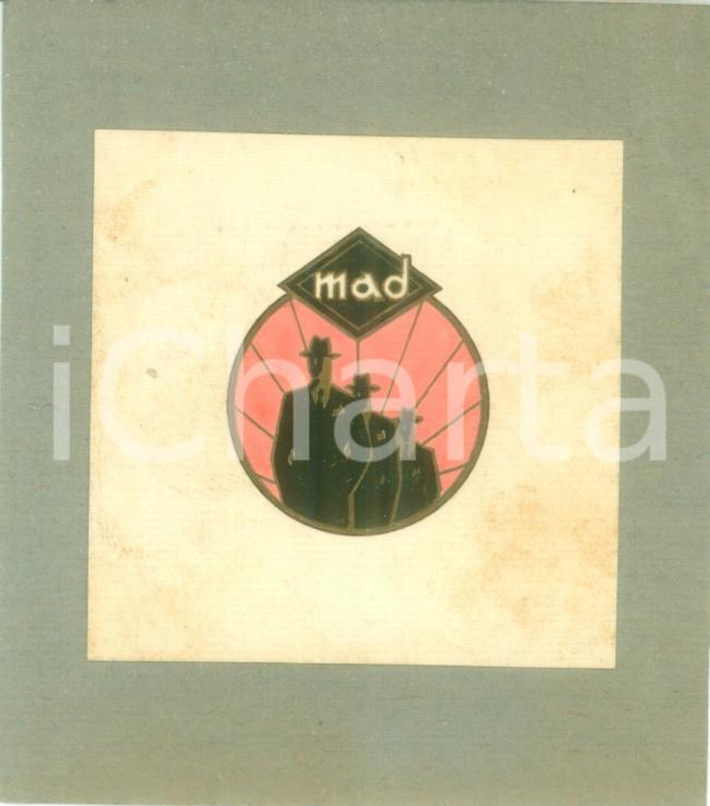 Stampa, bozzetto originale 1935 ca MILANO Abbigliamento MAD Bozzetto DISEGNATO A MANO per medaglietta 1