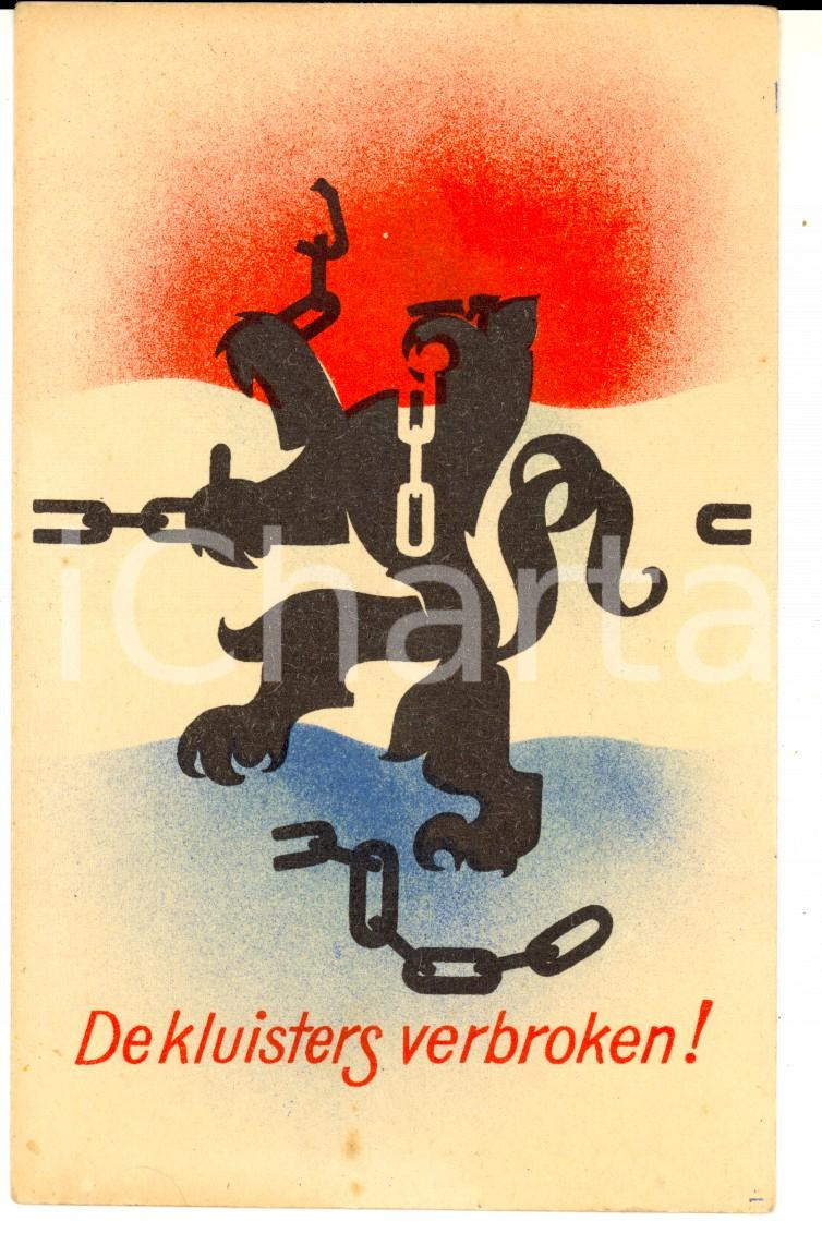 Cartolina originale da collezione 1910 NETHERLANDS Postcard PROPAGANDA De Kluisters verbroken Artist SMEELE 1