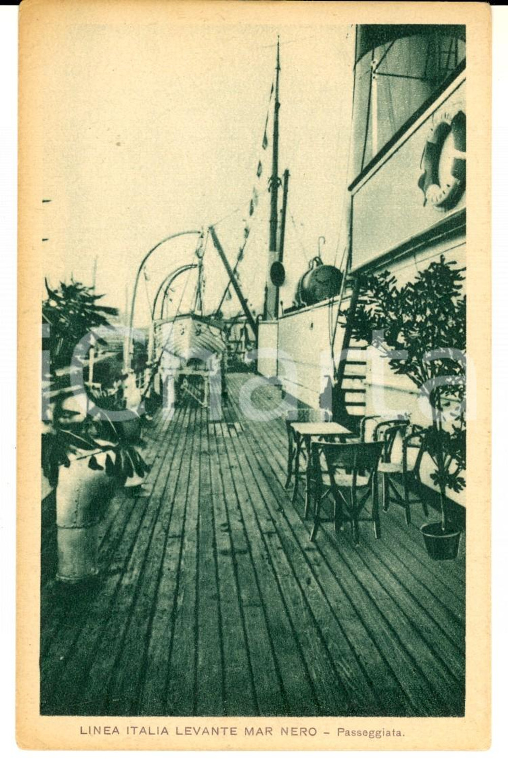 Cartolina originale da collezione 1930 ca COMPAGNIA GENOVESE DI NAVIGAZIONE A VAPORE  Linea Italia  Levante 1