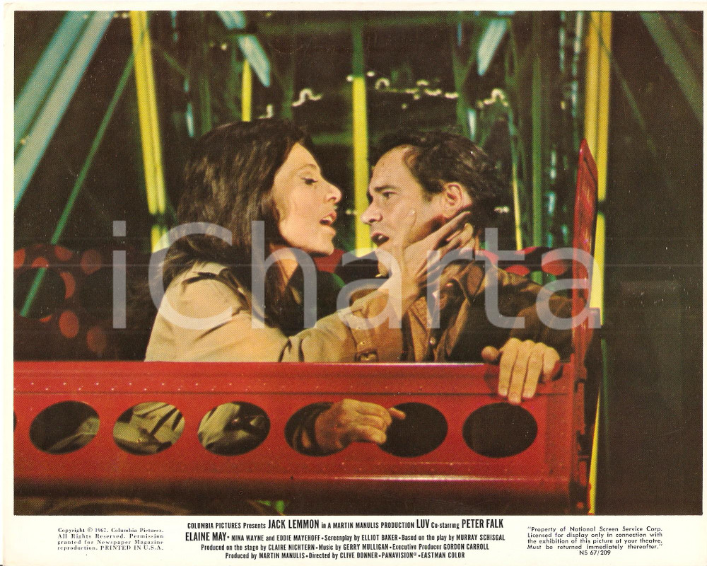 Fotografia d epoca originale 1967 LUV Jack LEMMON Elaine MAY Bacio sulla ruota panoramica Manifestino 1