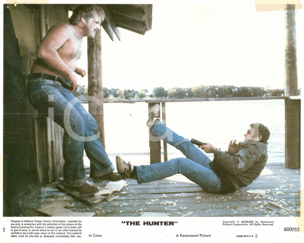Oggetto da collezione cartaceo 1980 THE HUNTER Steve McQUEEN Movie by Buzz KULIK Manifestino LOBBY CARD 1