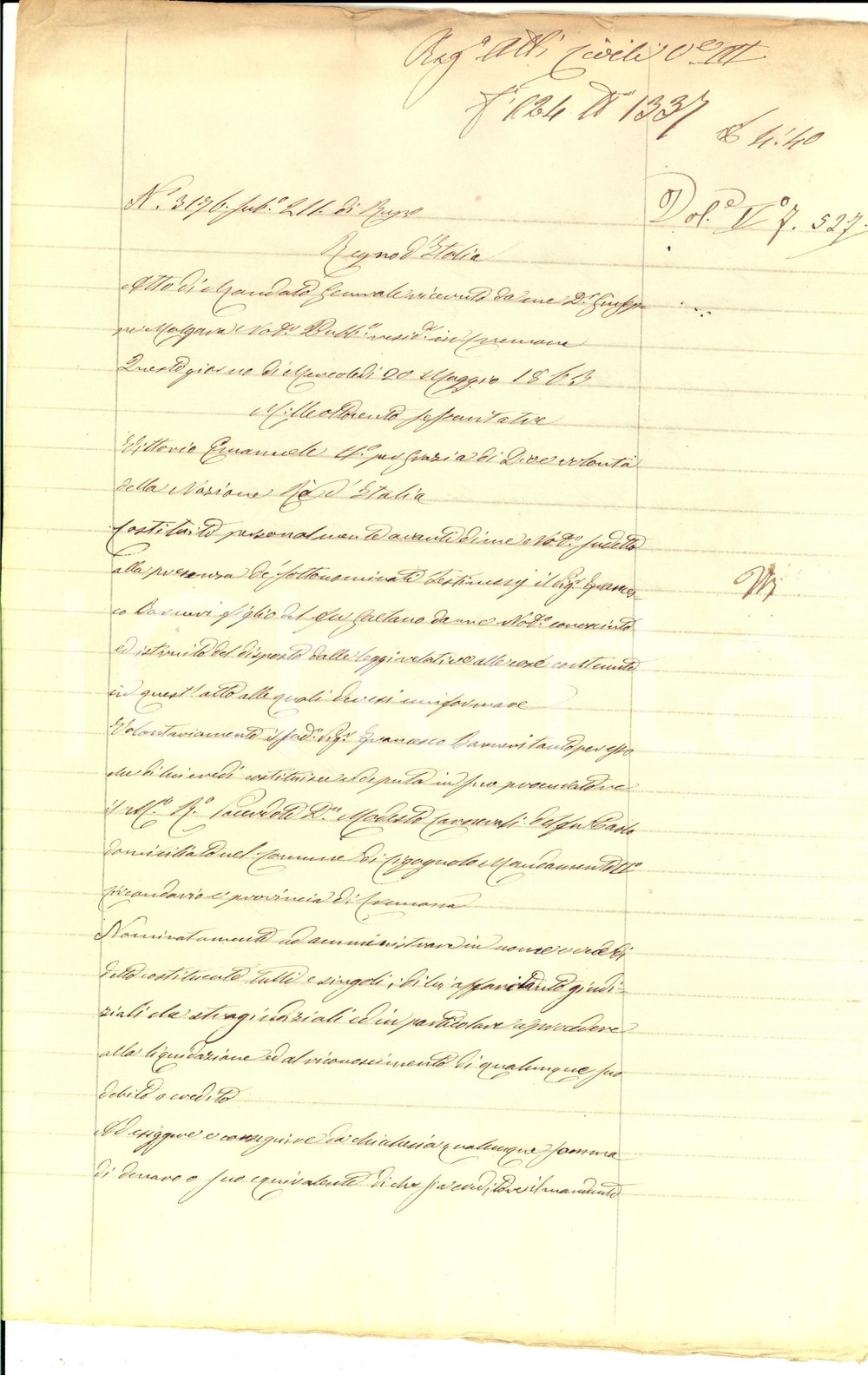 Documento originale, autentico 1863 CREMONA Procura di Francesco BARNERI a don Modesto CARNEVALI di CICOGNOLO 1