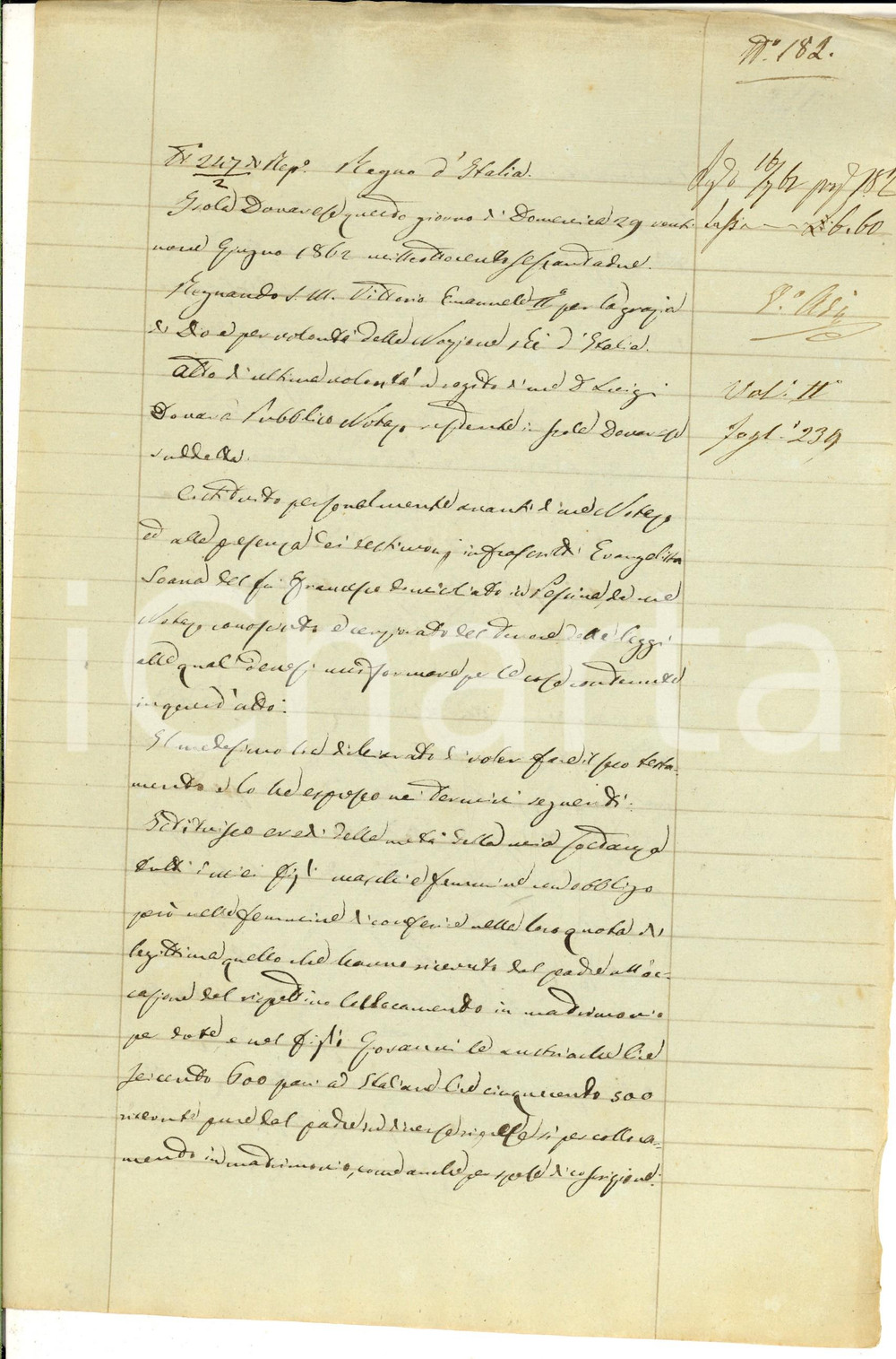 Documento originale, autentico 1862 PESSINA CREMONESE Testamento di Evangelista SOANA a favore dei figli 1
