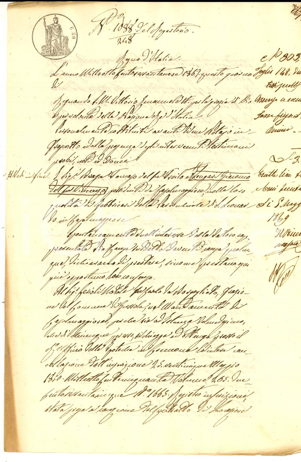 Documento originale, autentico 1869 CASALMAGGIORE CR Quietanza parrocchia SAN LEONARDO a Natale CERIOLI 1