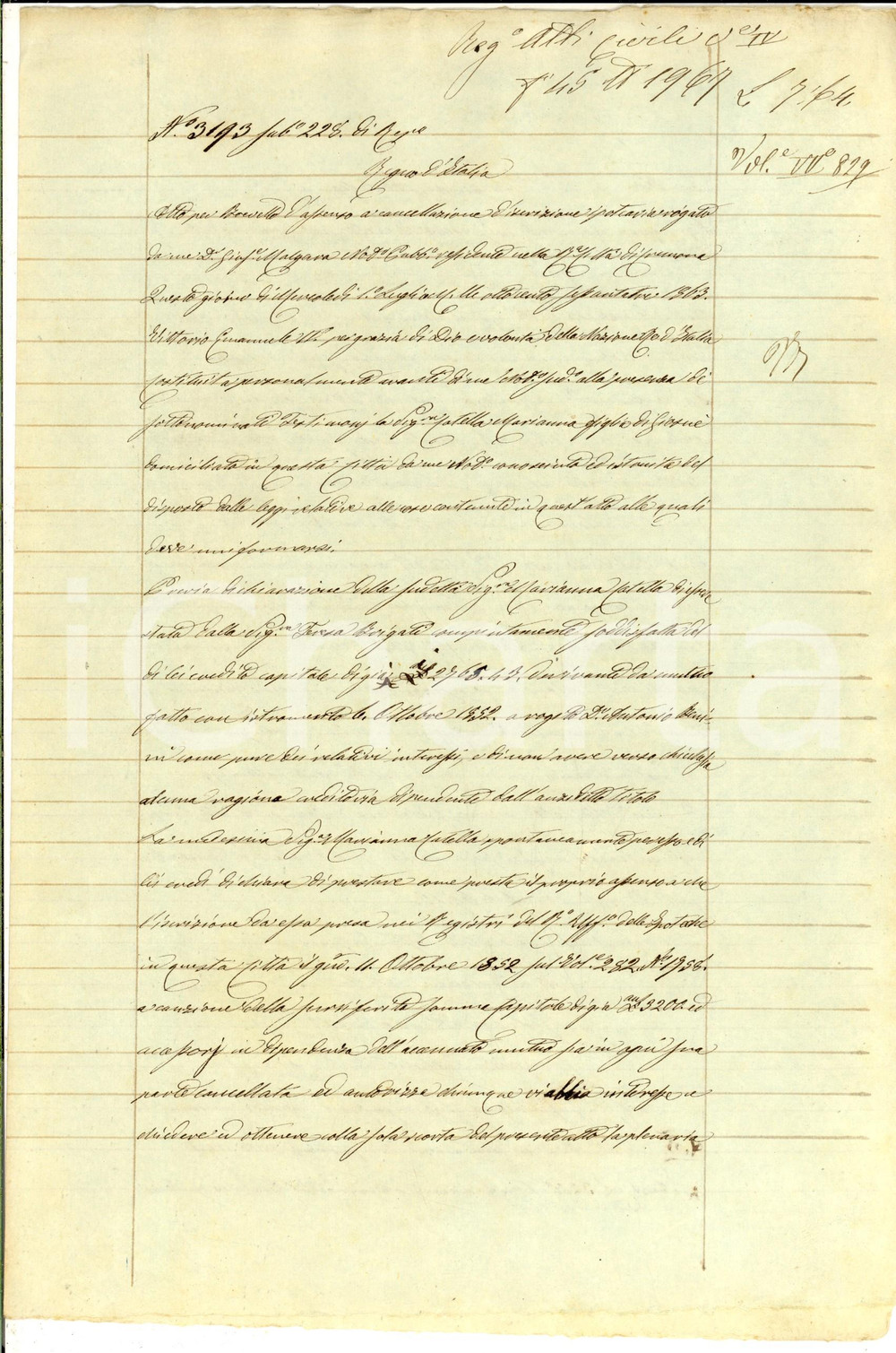 Documento originale, autentico 1863 CREMONA Quietanza di Marianna CATELLA a Teresa BRIGATI per saldo debito 1