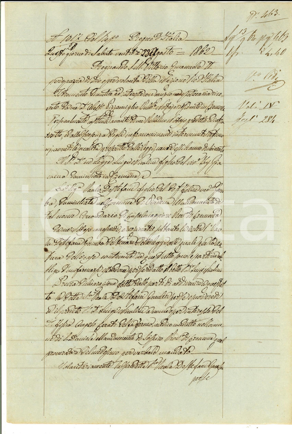 Documento originale, autentico 1862 VIADANA MN Prestito di Luigi NICOLINI a Paola DE STEFANI Manoscritto 1