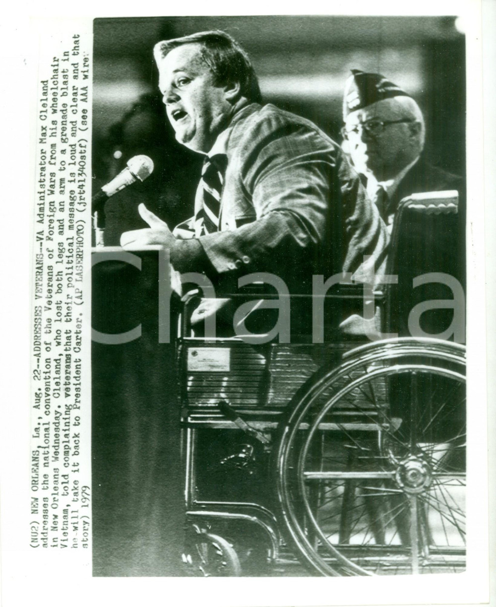 Fotografia d epoca originale 1979 NEW ORLEANS USA Max CLELAND si rivolge ai Veterani di guerra Fotografia 1