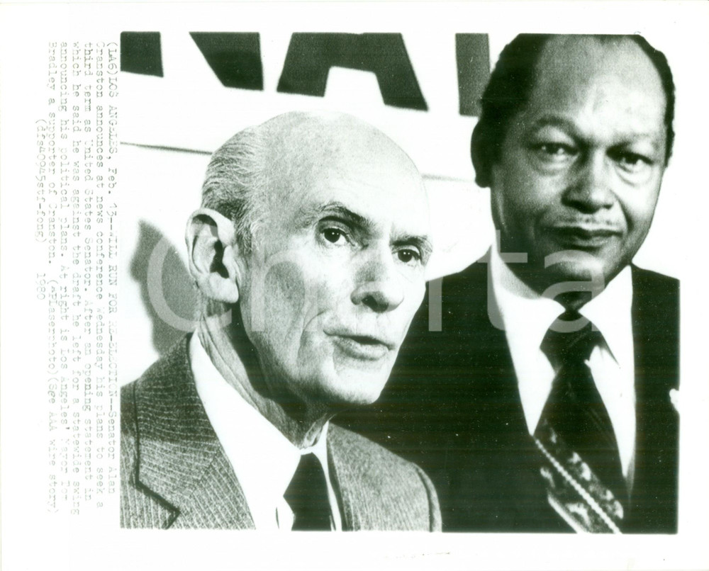 Fotografia d epoca originale 1980 LOS ANGELES Senatore Alan CRANSTON si ricandida al Senato Fotografia 1