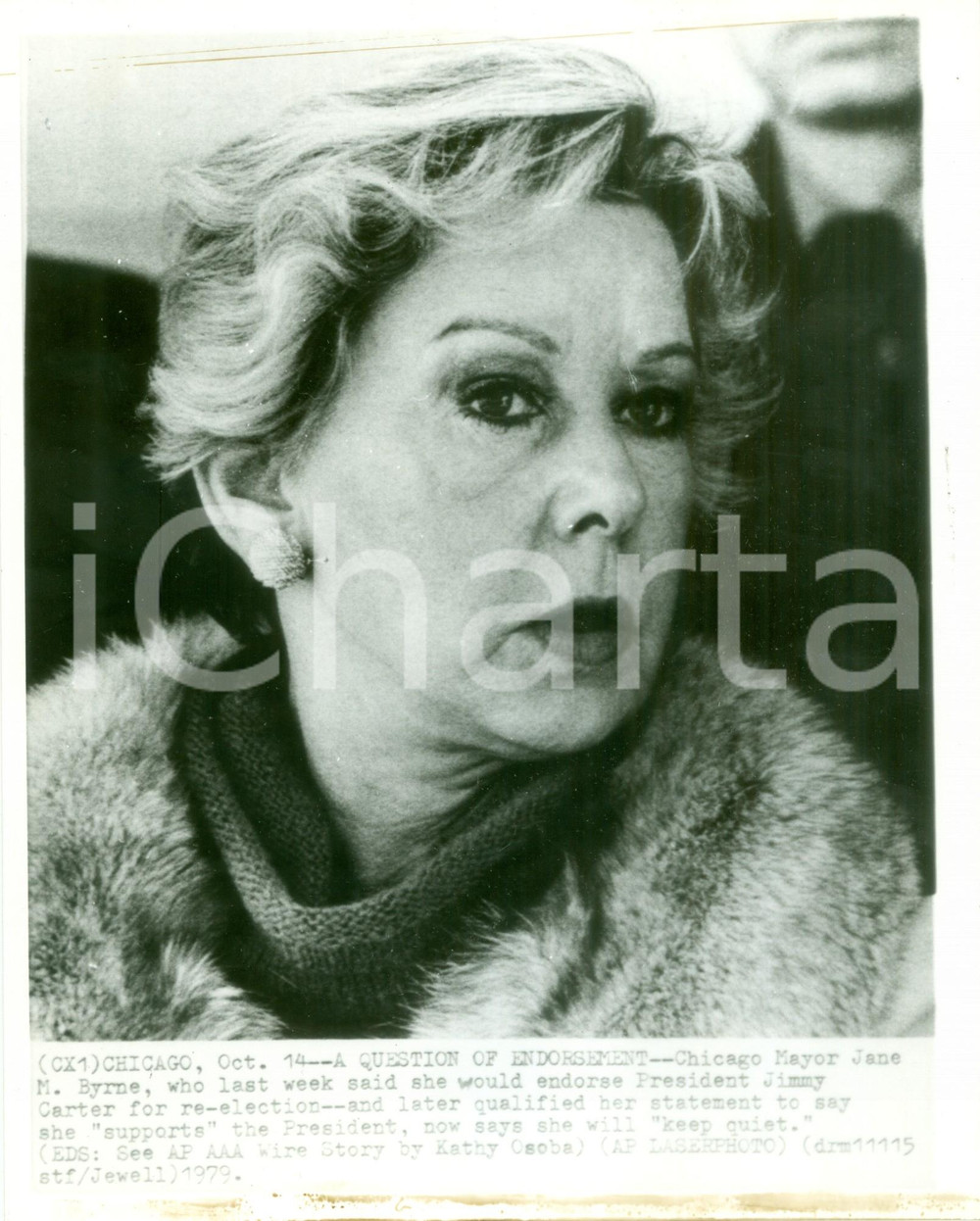 Fotografia d epoca originale 1979 CHICAGO USA Sindaco Jane M. BYRNE sostiene Jimmy CARTER Fotografia 1
