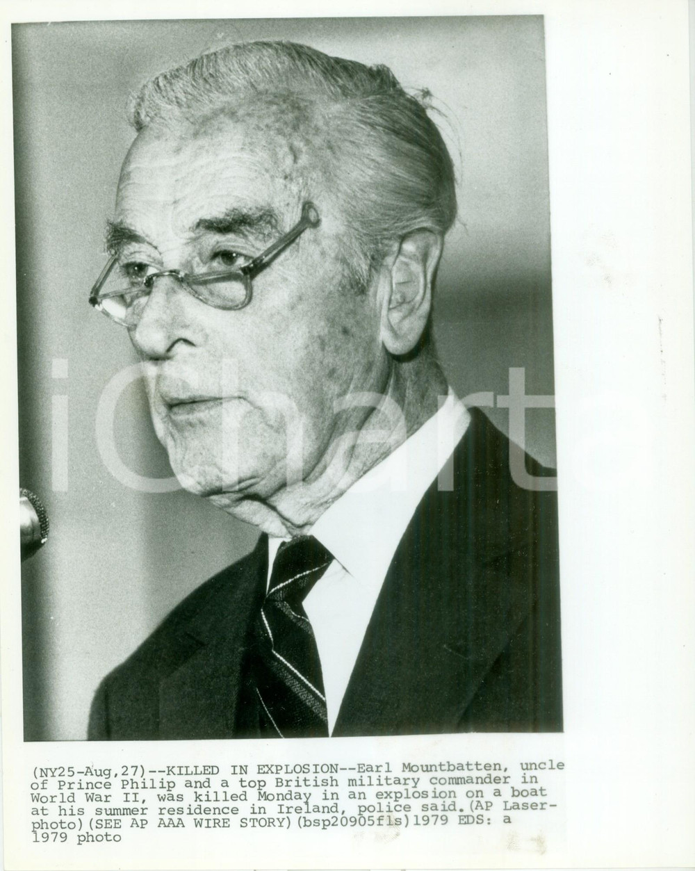 Fotografia d epoca originale 1979 IRELAND Earl Louis MOUNTBATTEN Ritratto Fotografia 1