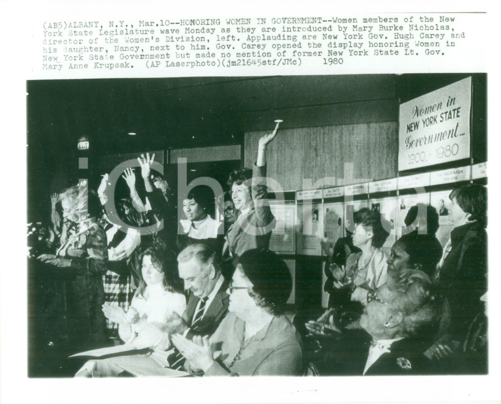 Fotografia d epoca originale 1980 ALBANY USA Mary BURKE NICHOLAS presenta donne di Governo Fotografia 1