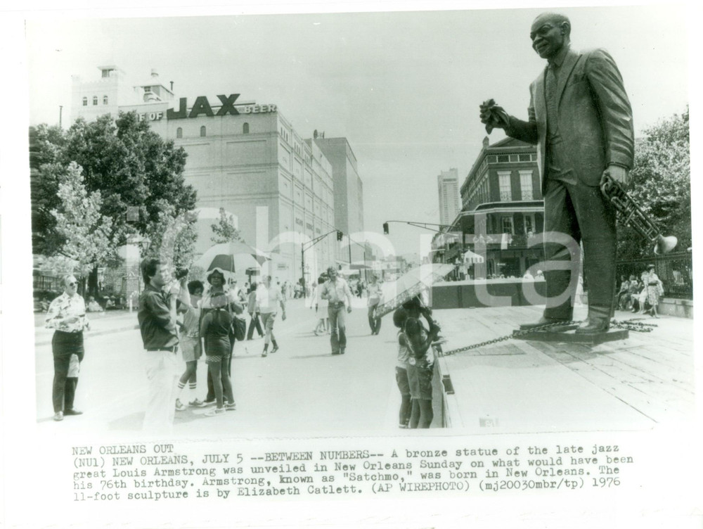 Fotografia d epoca originale 1976 NEW ORLEANS USA Inaugurazione statua a Louis ARMSTRONG Fotografia 1