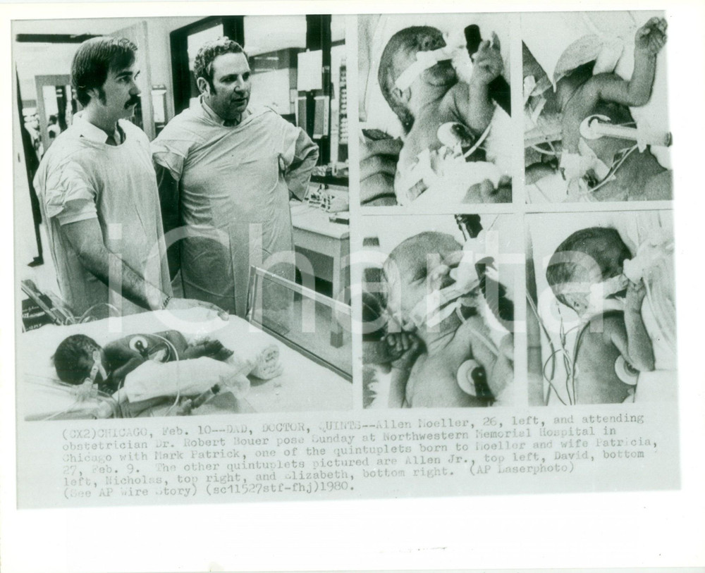 Fotografia d epoca originale 1980 CHICAGO USA Allen MOELLER al parto dei suoi cinque figli Fotografia 1