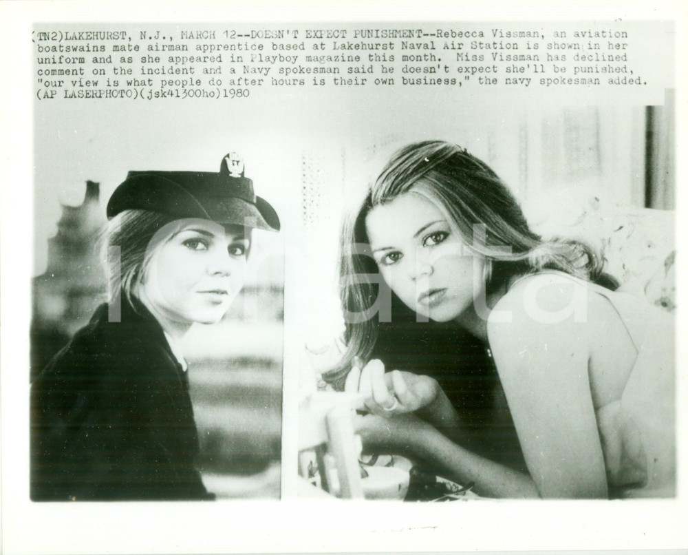 Fotografia d epoca originale 1980 LAKEHURST USA Poliziotta Rebecca VISSMAN in divisa e su PLAYBOY Foto 1