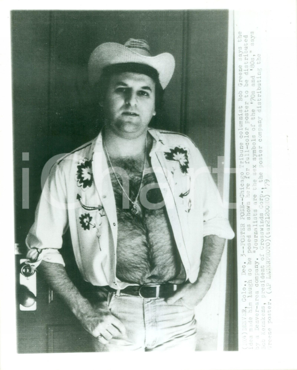 Fotografia d epoca originale 1979 DENVER USA Bob GREENE giornalista CHICAGO TRIBUNE posa per poster Foto 1