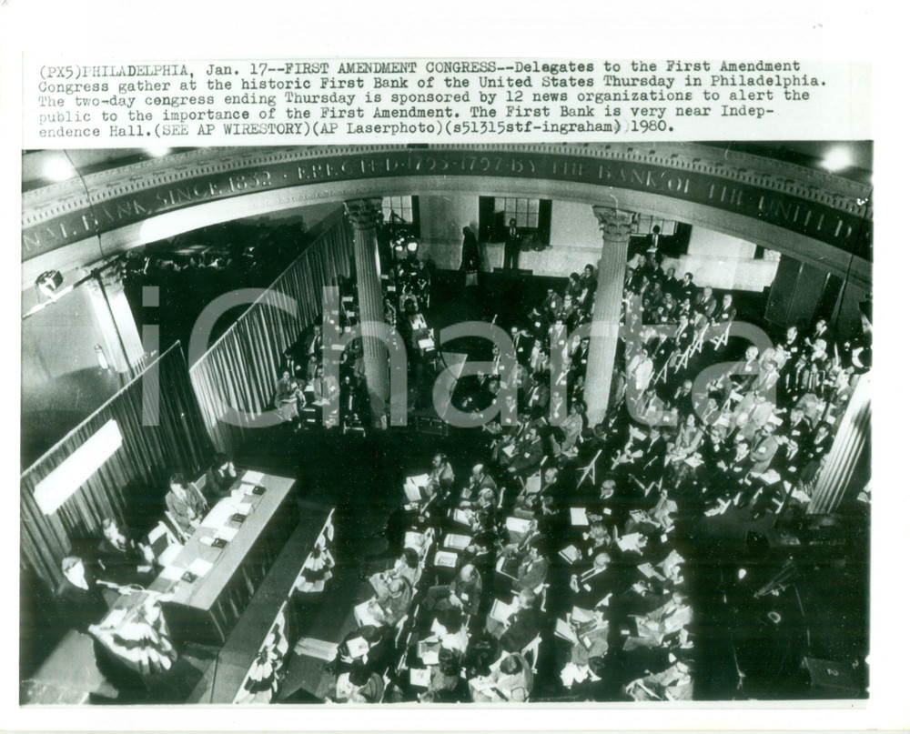 Fotografia d epoca originale 1980 PHILADELPHIA USA Congresso delegati FIRST AMENDMENT alla FIRTS BANK Foto 1