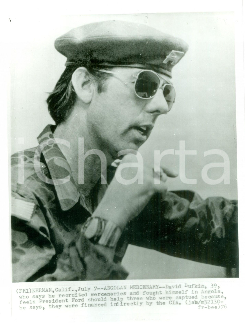 Fotografia d epoca originale 1976 KERMAN USA David BUFKIN mercenario dell ANGOLA Fotografia 1