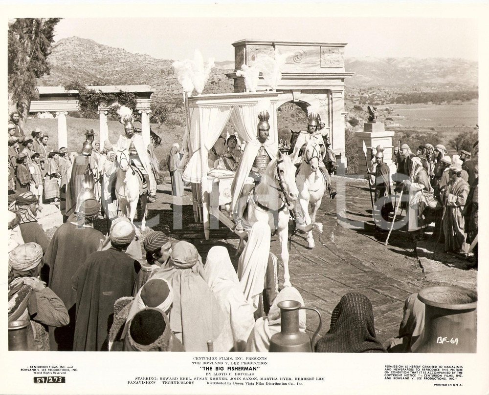 Fotografia d epoca originale 1959 BIG FISHERMAN Martha HYER trasportata su lettiga Regia Frank BORZAGE Foto 1