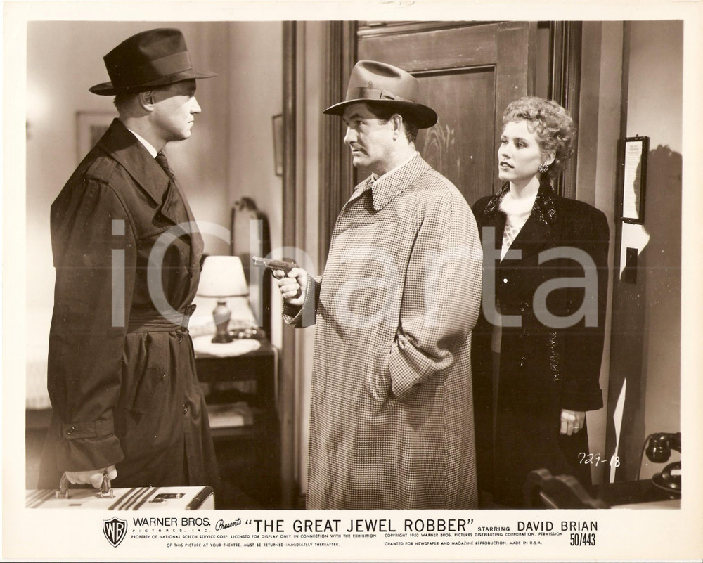 Fotografia d epoca originale 1950 GREAT JEWEL ROBBER John ARCHER difende Perdita CHANDLER Peter GODFREY Foto 1