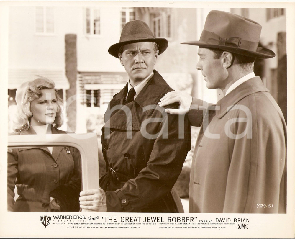 Fotografia d epoca originale 1950 GREAT JEWEL ROBBER David BRIAN Impermeabile Regia di Peter GODFREY Foto 1