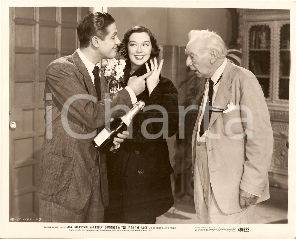 Fotografia d epoca originale 1949 TELL IT TO THE JUDGE Robert CUMMINGS Rosalind RUSSELL Harry DAVENPORT Foto 1