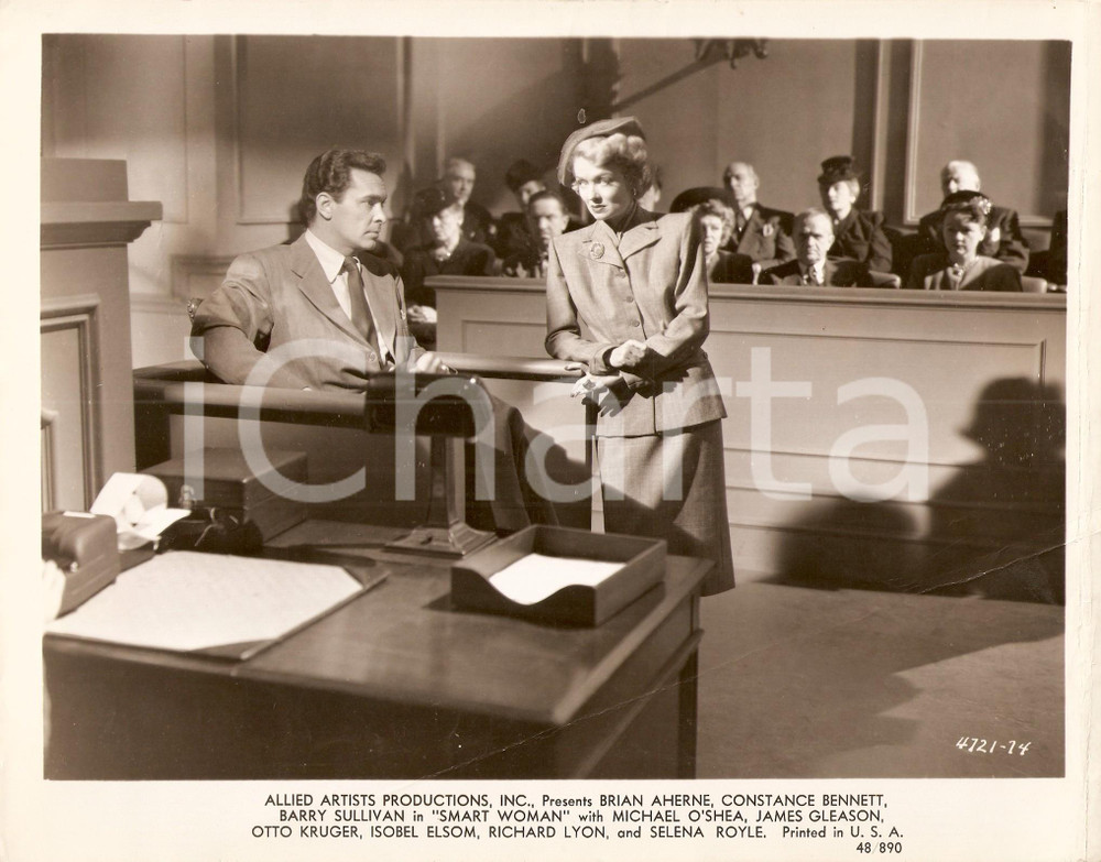 Fotografia d epoca originale 1948 SMART WOMAN Constance BENNETT interroga teste Regia Edward A. BLATT Foto 1