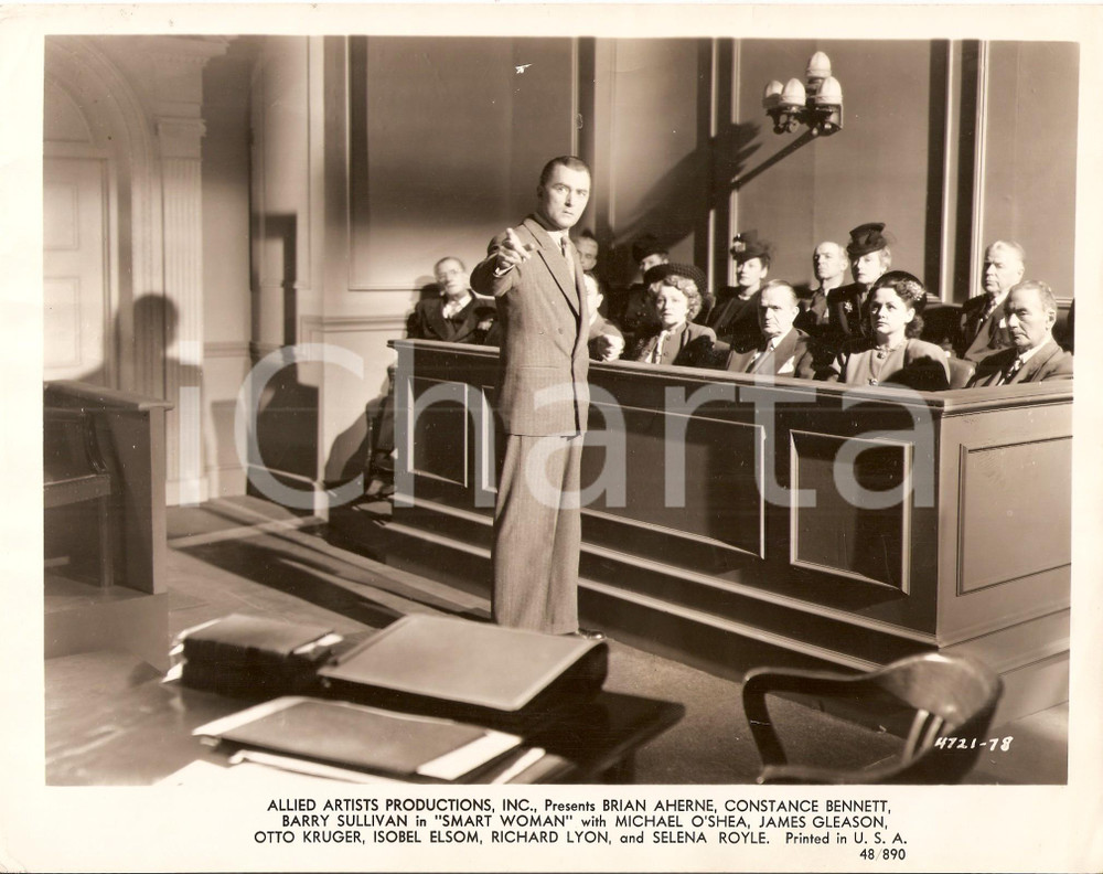 Fotografia d epoca originale 1948 SMART WOMAN Brian AHERNE in tribunale Regia Edward A. BLATT Foto 1