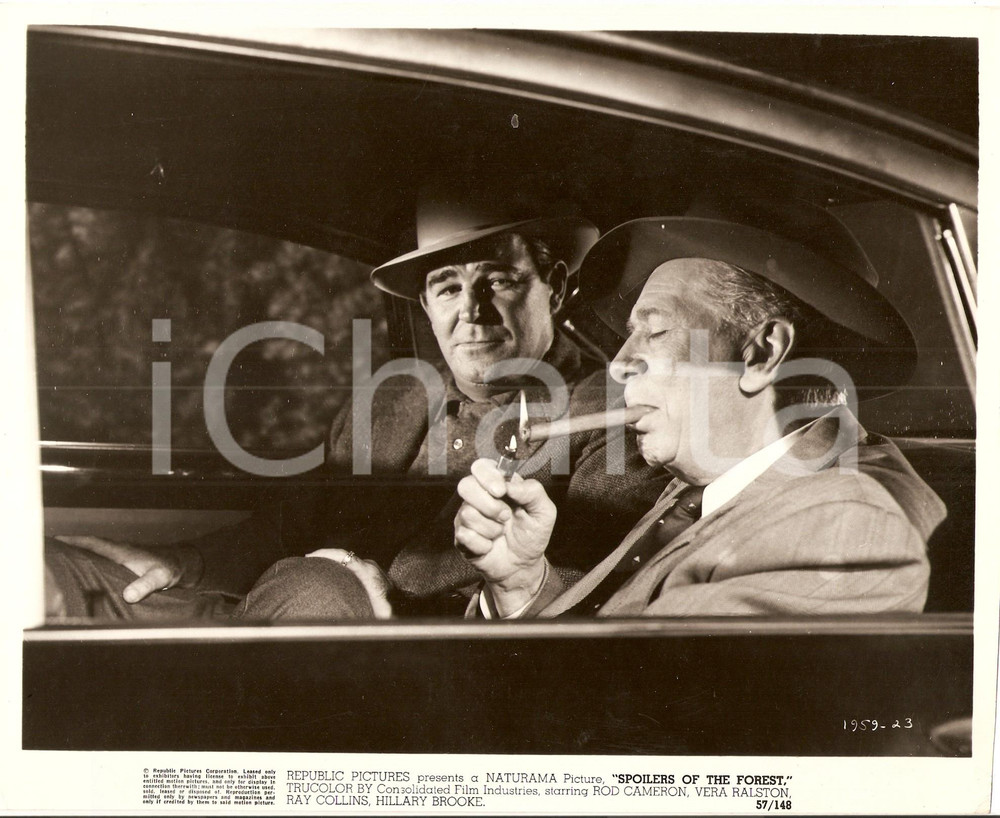 Fotografia d epoca originale 1957 SPOILERS OF THE FOREST Ray COLLINS Sigaro Rod CAMERON Film Joseph KANE Foto 1