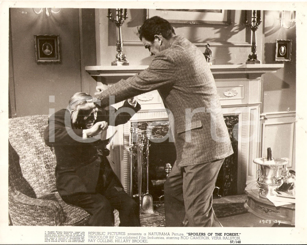 Fotografia d epoca originale 1957 SPOILERS OF THE FOREST Rod CAMERON picchia Ray COLLINS Joseph KANE Foto 1