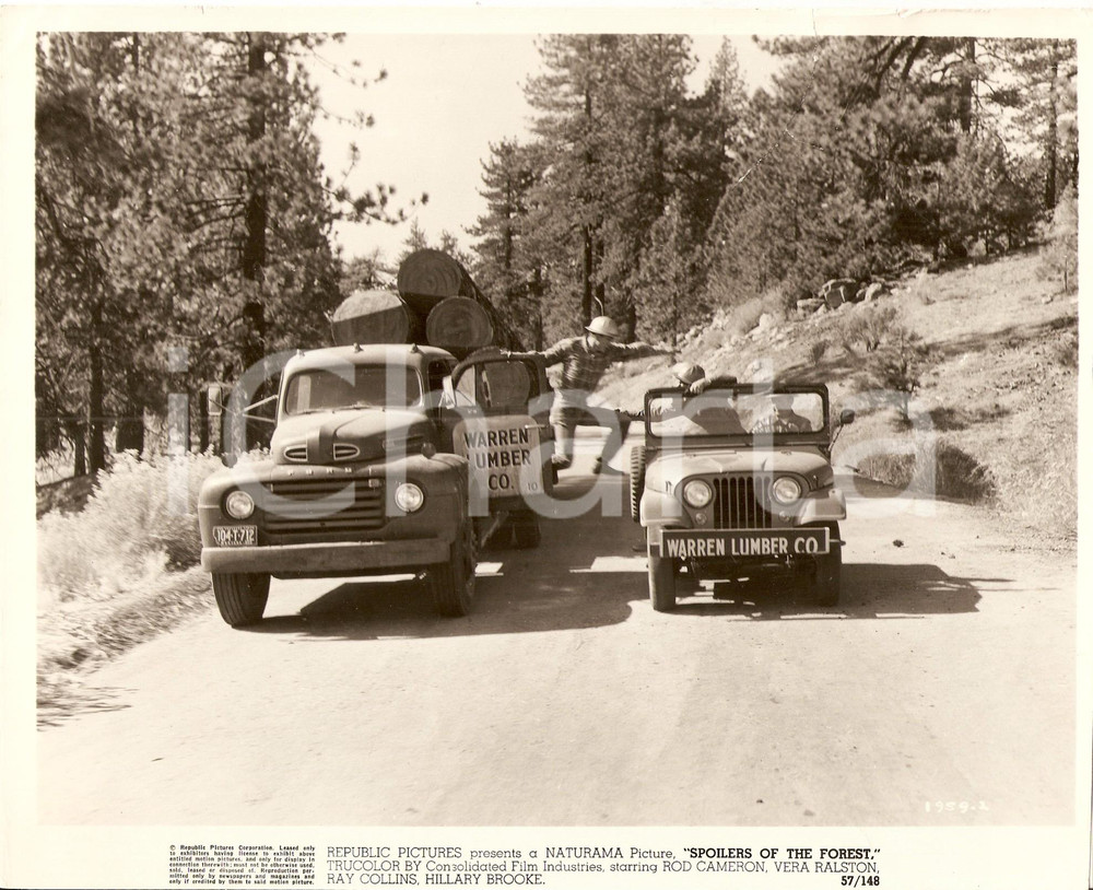 Fotografia d epoca originale 1957 SPOILERS OF THE FOREST Boscaiolo Camionetta WARREN LUMBER Joseph KANE Foto 1