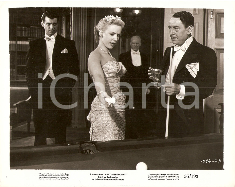 Fotografia d epoca originale 1955 AIN T MISBEHAVIN Piper LAURIE Reginald GARDINER giocano a biliardo Foto 1