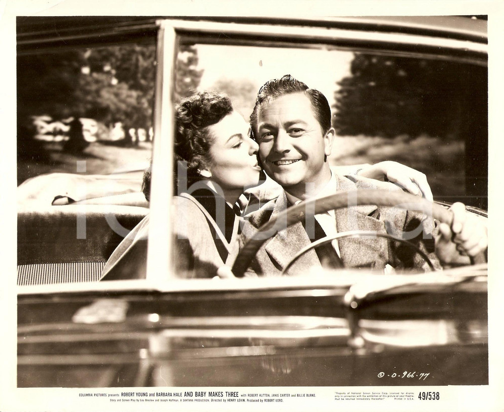 Fotografia d epoca originale 1949 AND BABY MAKES THREE Robert YOUNG Barbara HALE in auto Henry LEVIN Foto 1