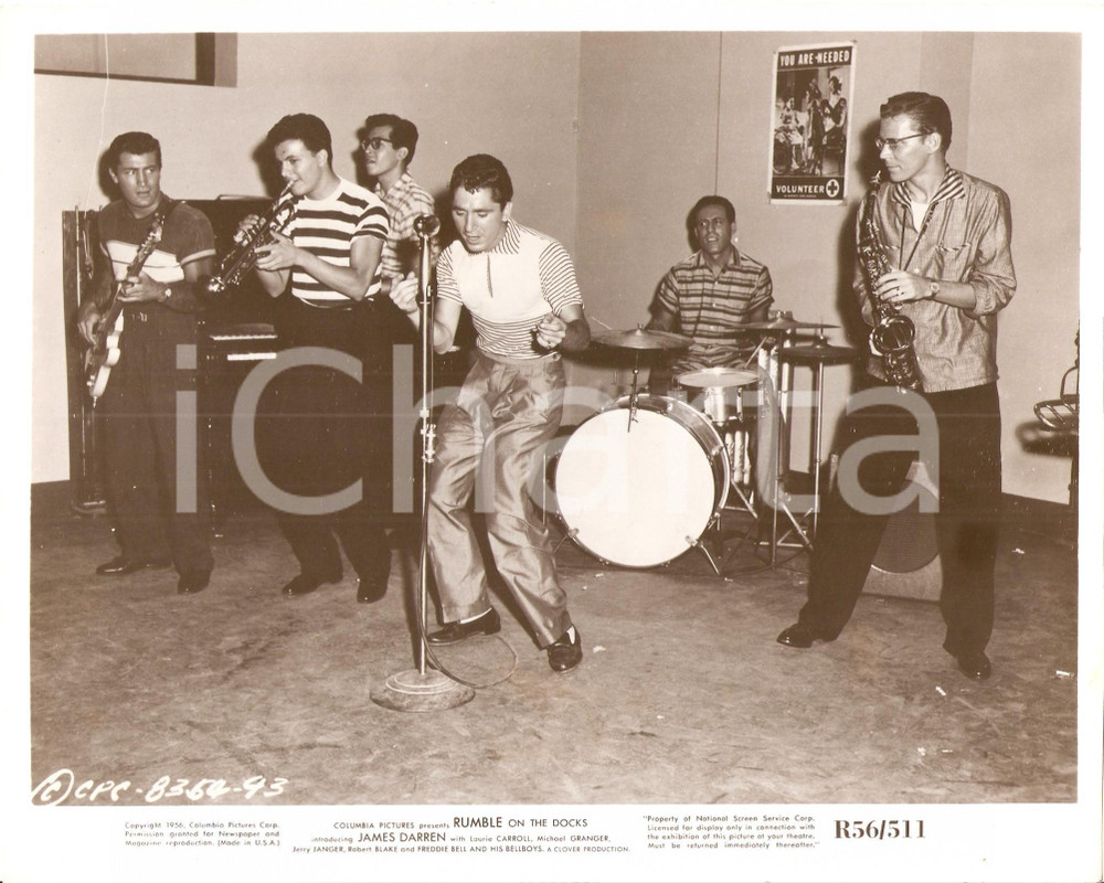 Fotografia d epoca originale 1956 RUMBLE ON THE DOCKS Band suona rock n roll nel film di Fred F. SEARS Foto 1