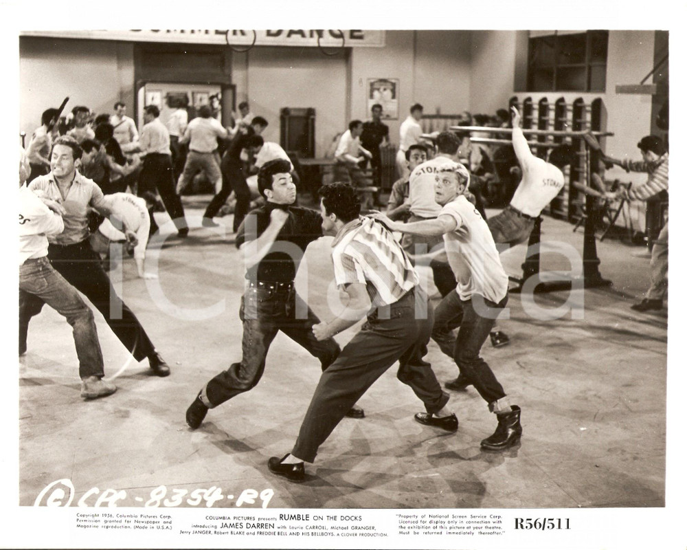 Fotografia d epoca originale 1956 RUMBLE ON THE DOCKS Rissa in palestra nel film di Fred F. SEARS Foto 25X20 1