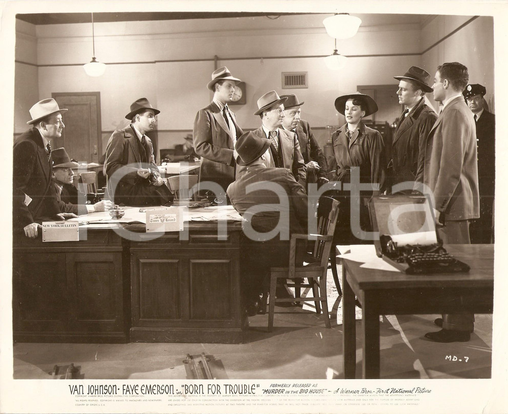 Fotografia d epoca originale 1942 BORN FOR TROUBLE Giornalisti del NEW YORK BULLETIN e TIMES HERALD Foto 1