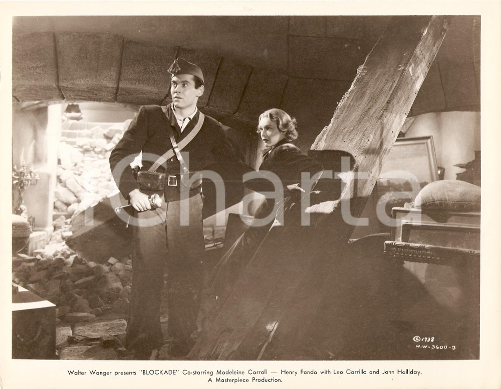 Fotografia d epoca originale 1938 BLOCKADE Madeleine CARROLL Henry FONDA nascosti in casa bombardata Foto 1